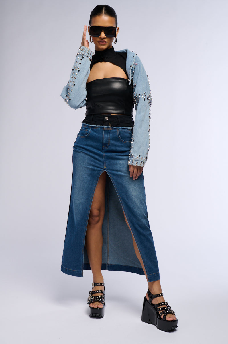 Extra View Denim Stud Bolero Jacket