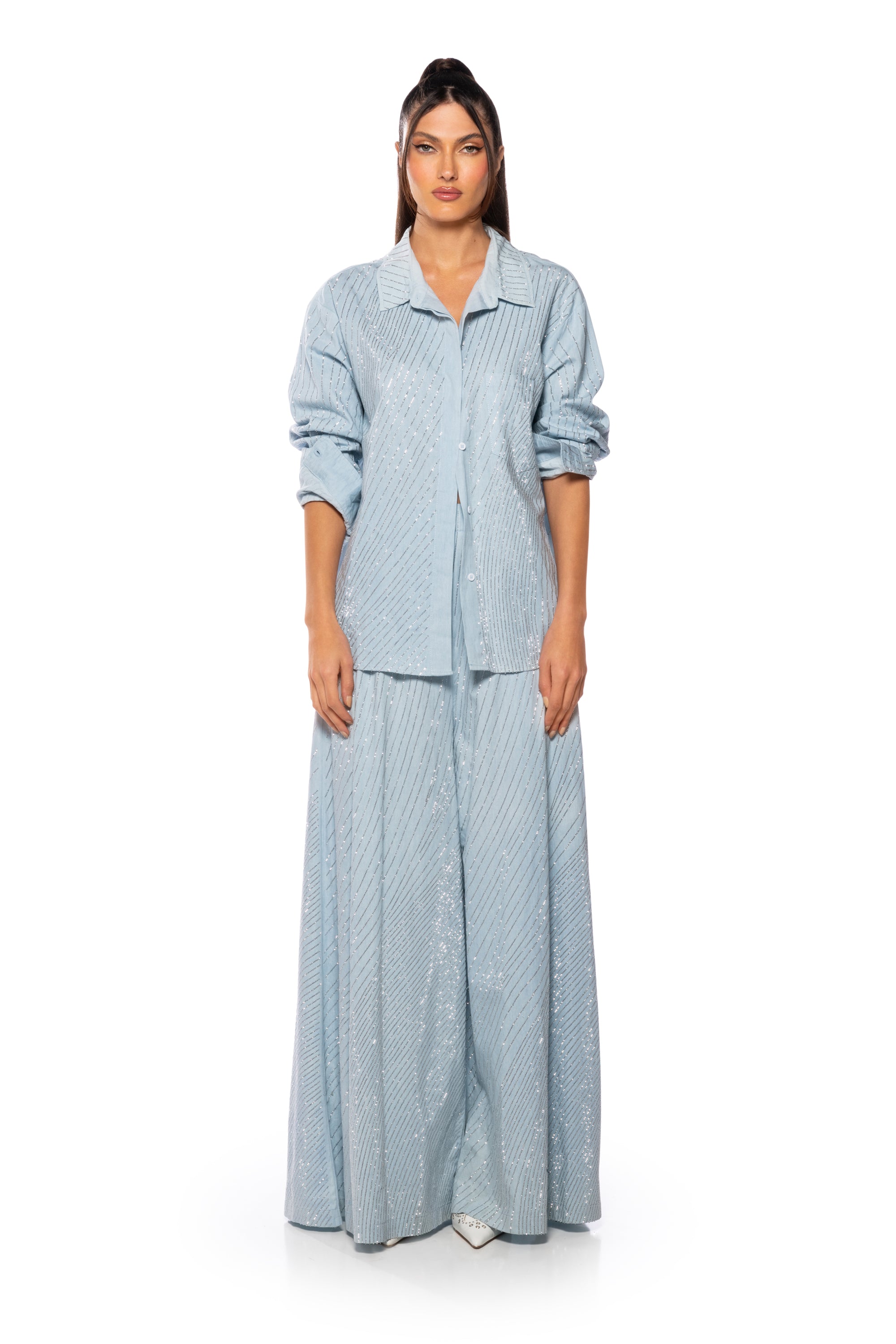 Extra View Denimania Rhinestone Button Down