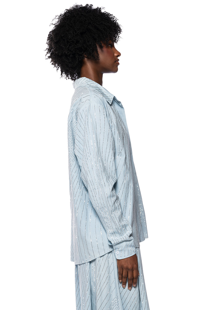 Extra View Denimania Rhinestone Button Down