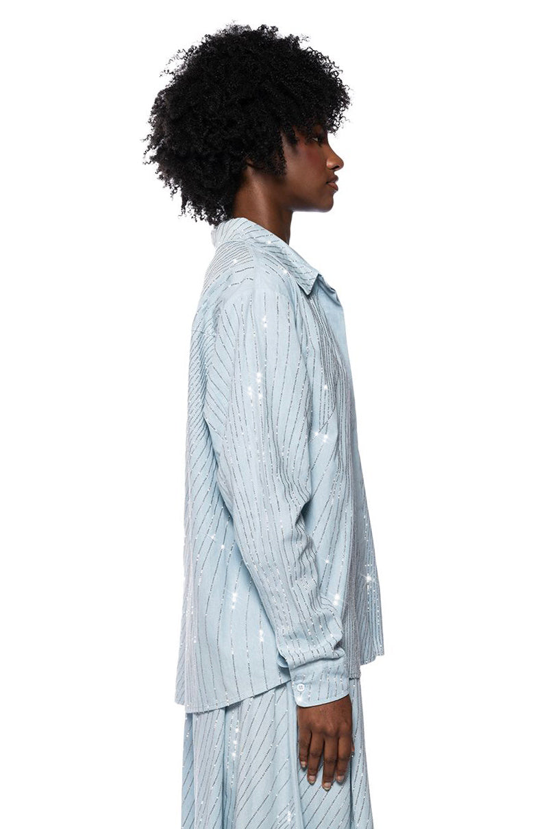 Extra View Denimania Rhinestone Button Down