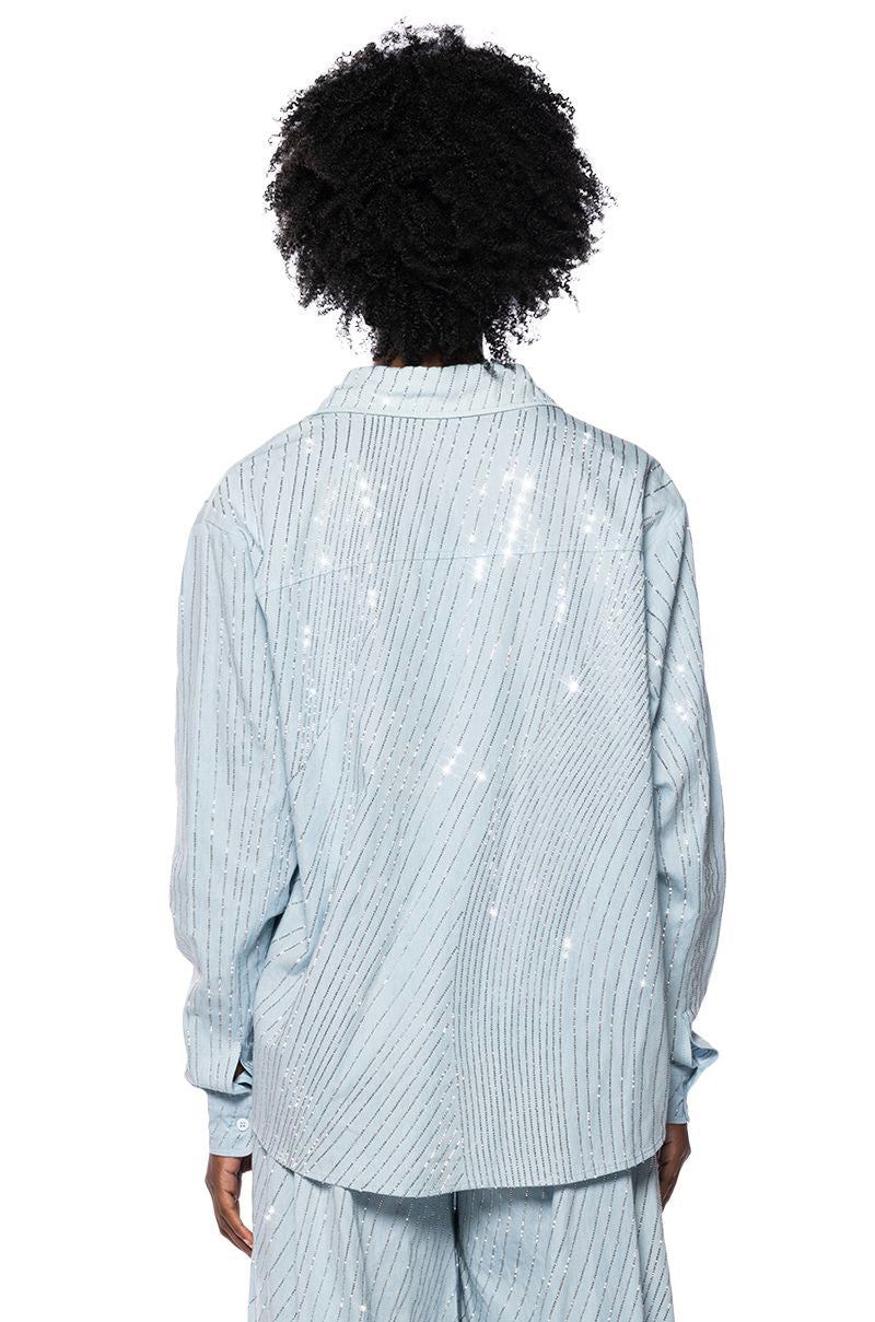 Extra View Denimania Rhinestone Button Down