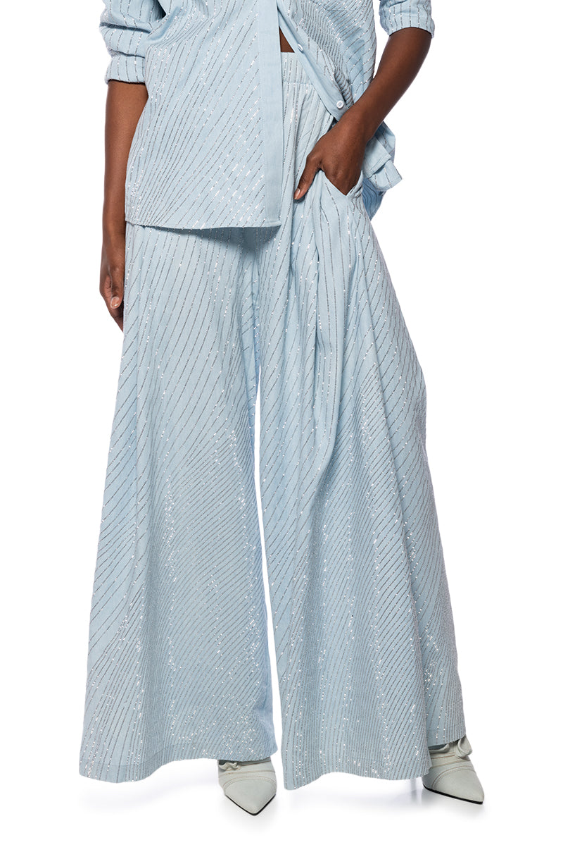 Side View Denimania Rhinestone Wide Leg Pants 4