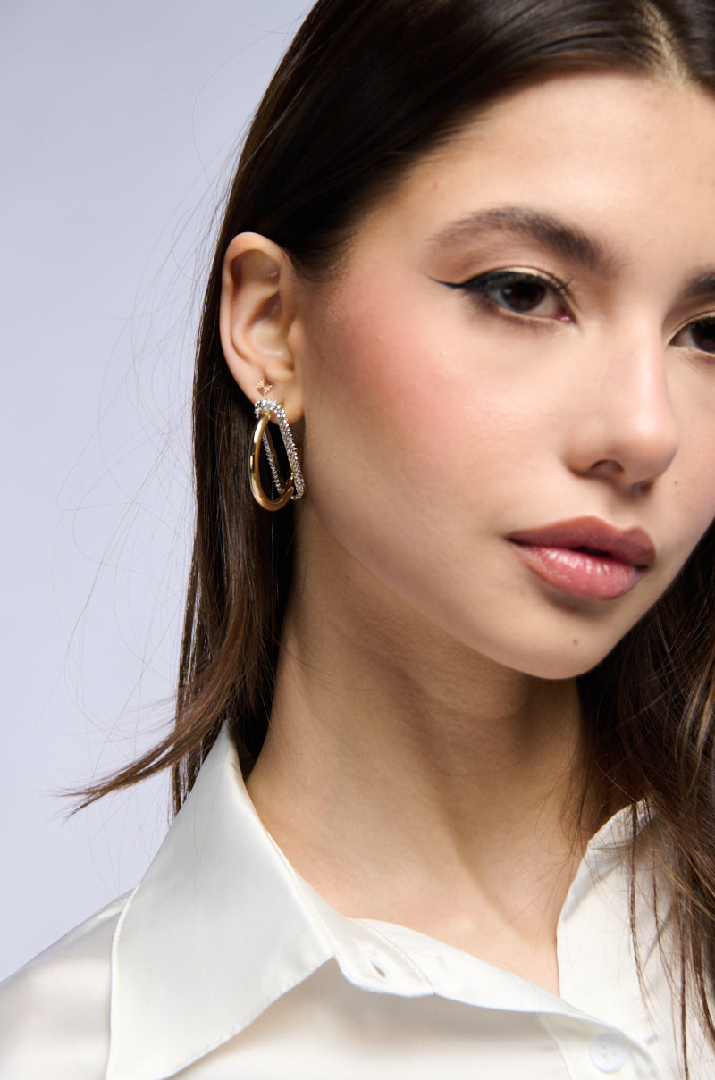 Front View Designer Down Hoop Earring