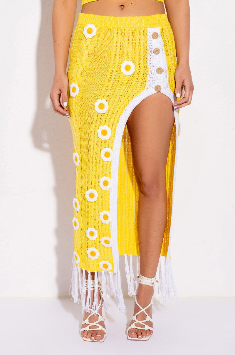 Front View Destination Paradise Daisy Crochet Maxi Skirt