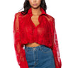 Front View Destined For Greatness Collared Lace Crop Blouse