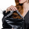 Front View Destiny Rhinestone Strap Black Purse