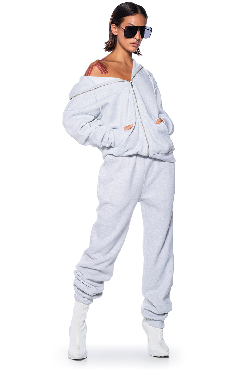 Detail View Dextra French Terry Half Zip Sweatshirt In Grey