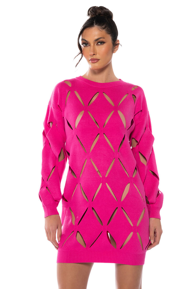 DIAMOND CUT OVERSIZED SWEATER DRESS view 0