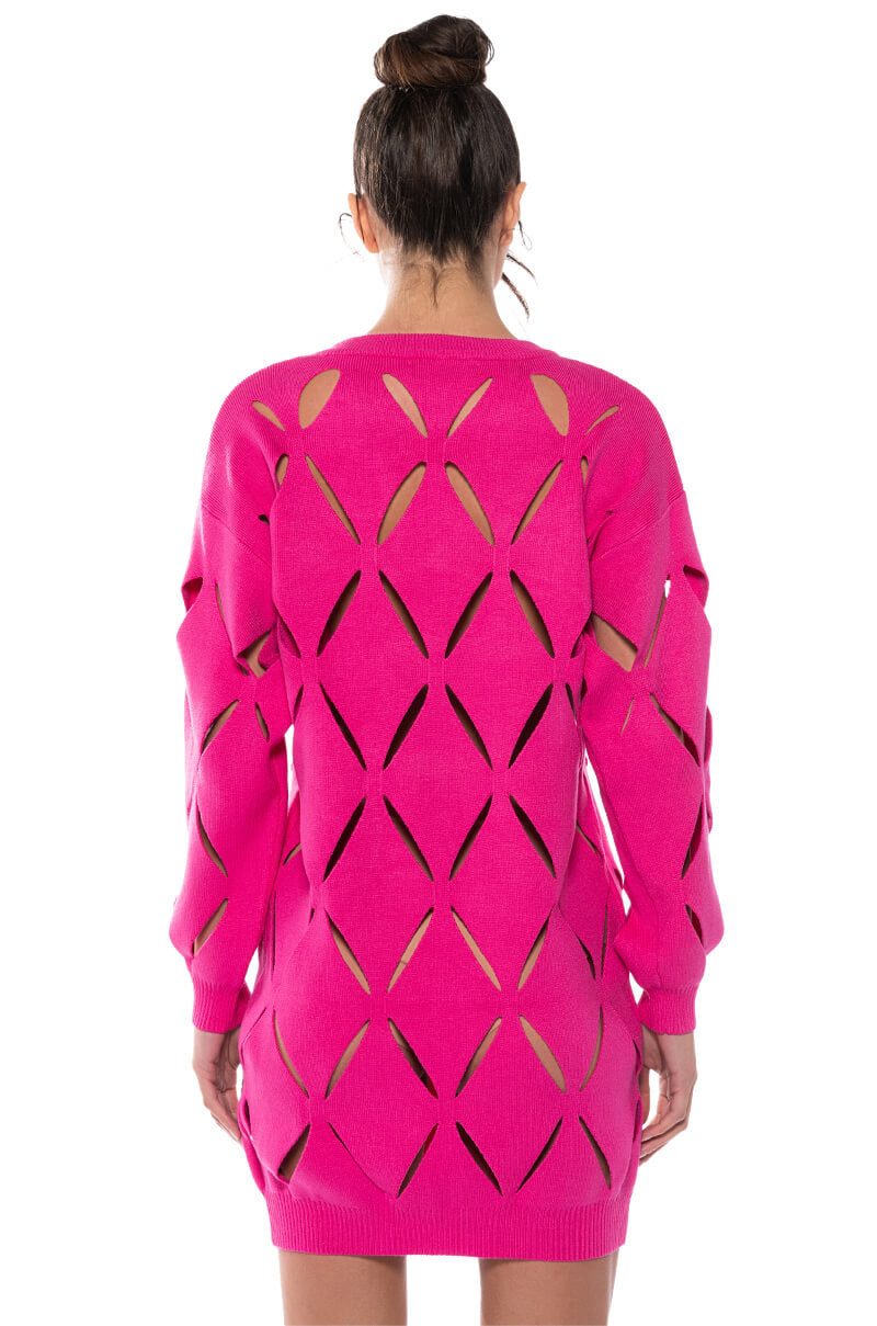 Detail View Diamond Cut Oversized Sweater Dress