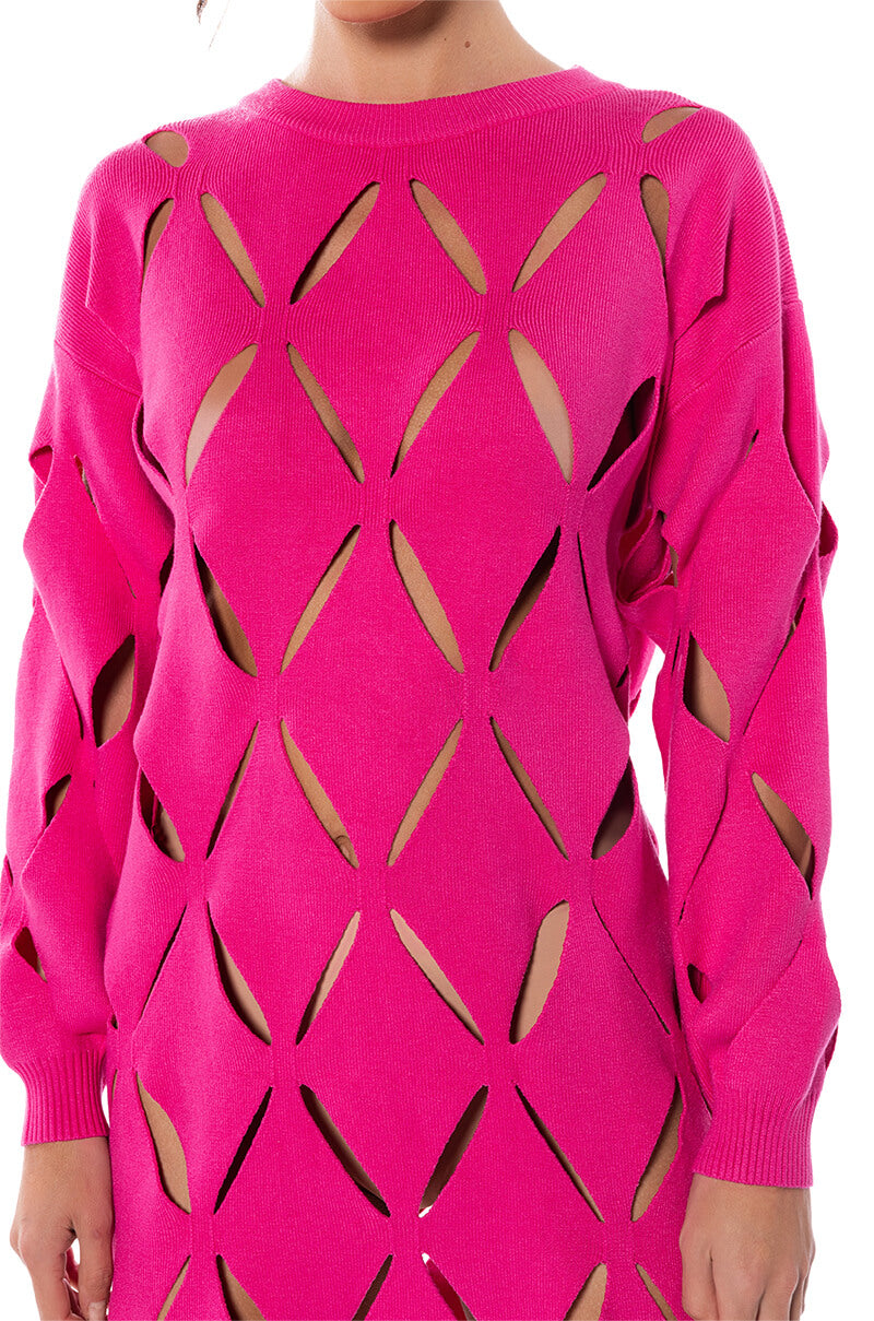 Full View Diamond Cut Oversized Sweater Dress