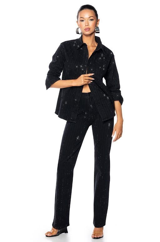 Side View Diamond In The Rough Embellished Jean