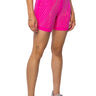 Front View Diamond Mesh Biker Shorts In Pink