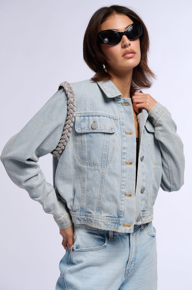 Jean Jacket Rope DIAMOND ROPE LIGHT WASH DENIM JACKET – AKIRA