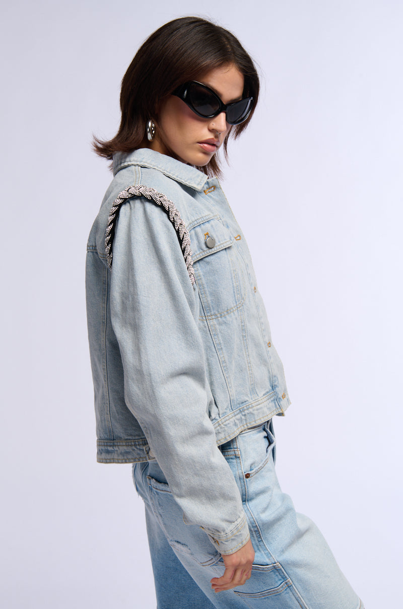 Jean Jacket Rope DIAMOND ROPE LIGHT WASH DENIM JACKET – AKIRA