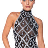 Front View Diamonds Are Forever Mock Neck Sleeveless Mesh Top