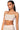 Front View Diamonds Dancing Sleeveless Bralette Top In Beige