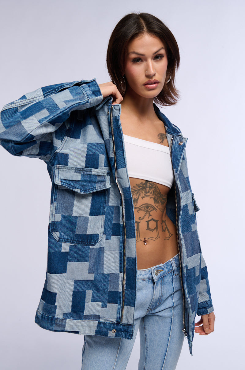 DIGITAL PRINT ON DENIM OVERSIZED JACKET view 0