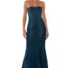 Front View Dinner Date Vibe Flare Denim Maxi Dress