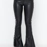 Front View Dirty Lace Up Faux Leather Flare Pant