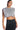 Front View Disco Babe Sleeveless Rhinestone Crop Top In White