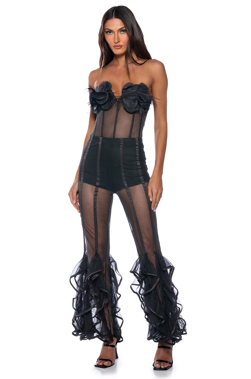 Back View Disco Diva Ruffled Mesh Pant 4