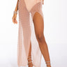 Front View Disco Doll Embellished High Slit Mesh Maxi Skirt