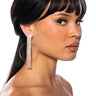 Front View Disco Fever Rhinestone Fringe Hoops In Gold