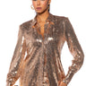 Front View Disco Fever Sequin Embellished Button Down Top