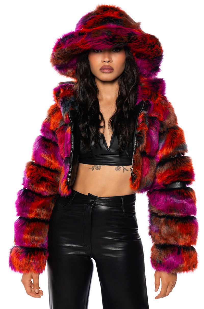 Side View Divine Feminine Oversized Faux Fur Bucket Hat 3