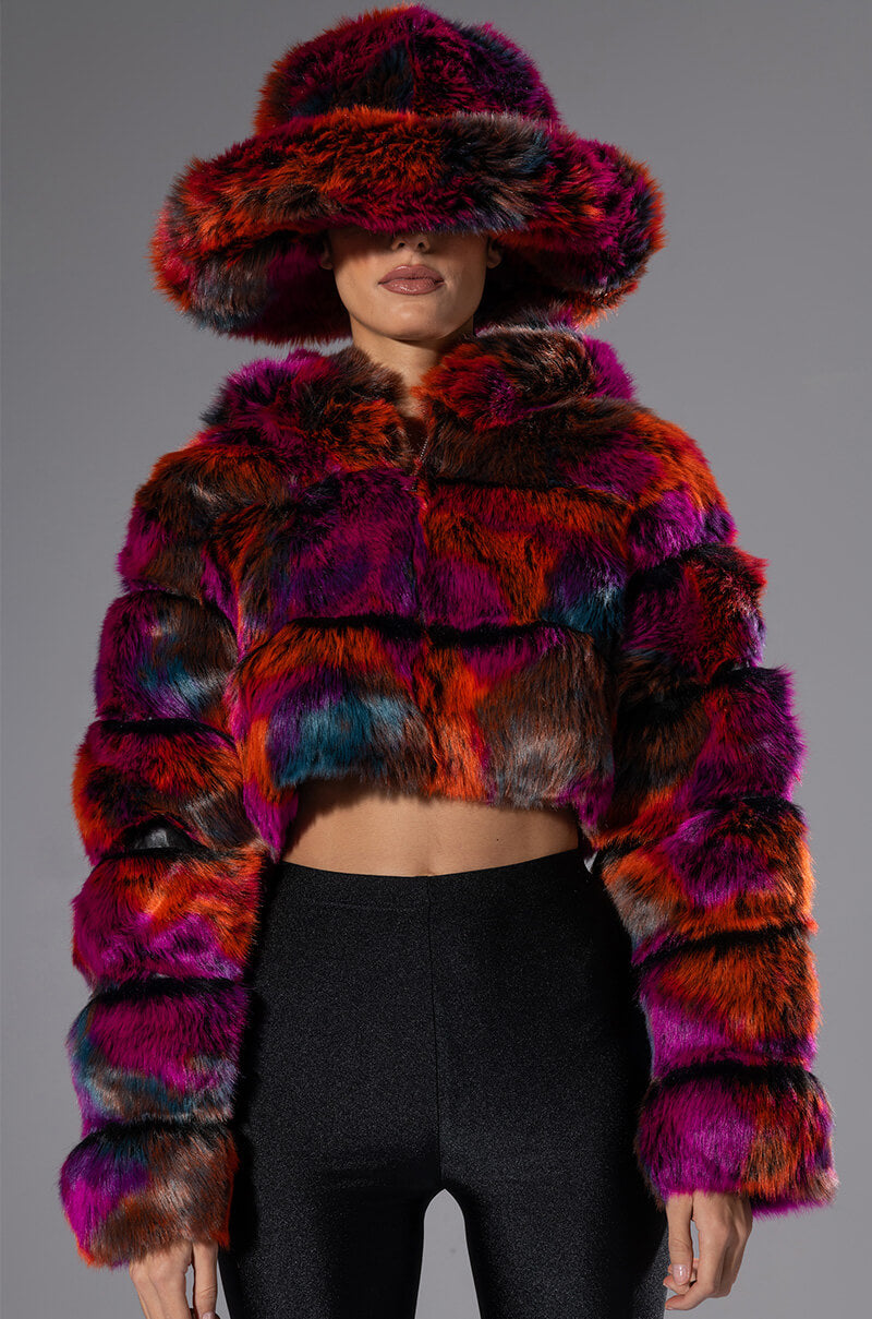 Back View Divine Feminine Oversized Faux Fur Bucket Hat 7