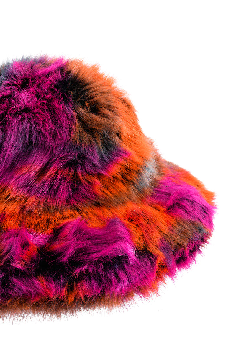 Back View Divine Feminine Oversized Faux Fur Bucket Hat 1