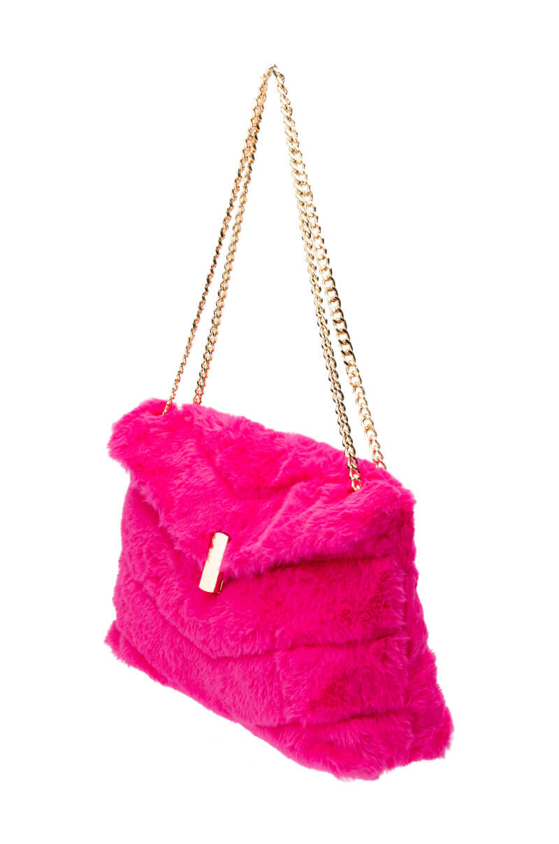Detail View Divine Fuchsia Faux Fur Purse 2