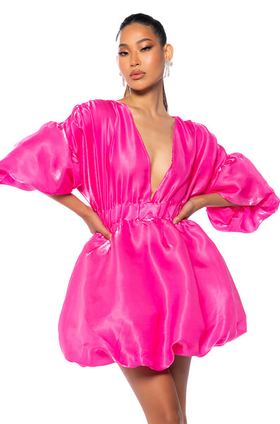 DIXIE BALLOON SLEEVE MINI DRESS IN PINK – AKIRA
