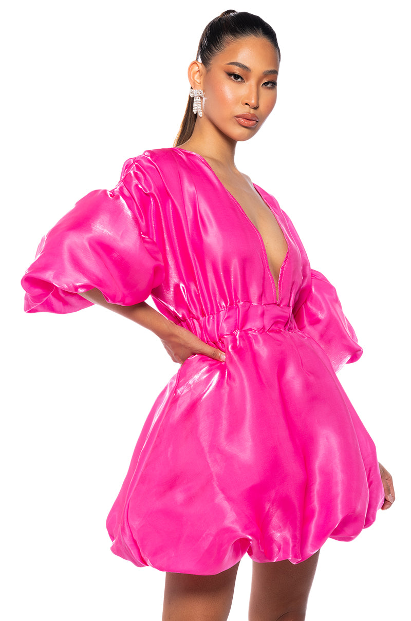 DIXIE BALLOON SLEEVE MINI DRESS IN PINK AKIRA DIXIE BALLOON SLEEVE MINI DRESS IN PINK AKIRA