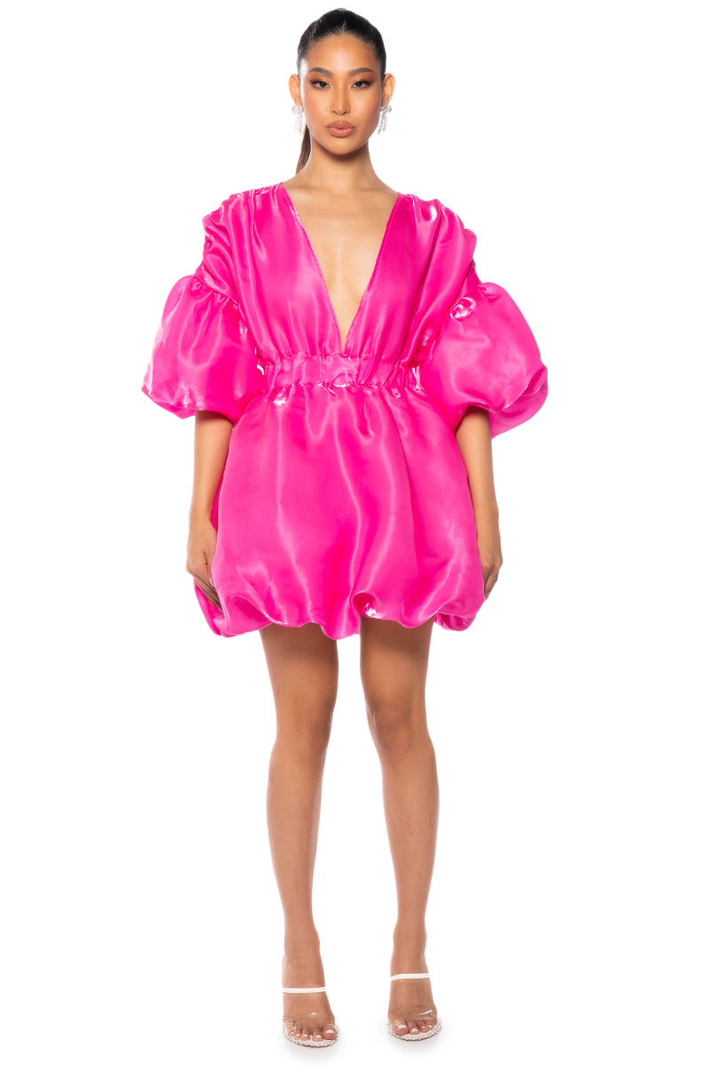 pink sequin wrap balloon sleeve mini dress Dresses | Sequin Balloon Sleeve Wrap Dress