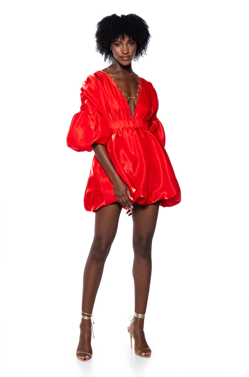 balloon sleeve red dress Buy Women's Red long dress with balloon sleeves Online in India