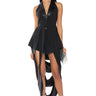 Front View Do It My Way Cascading Cut Out Blazer Halter Top