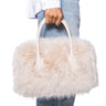 Front View Doing Damage Faux Fur Tote