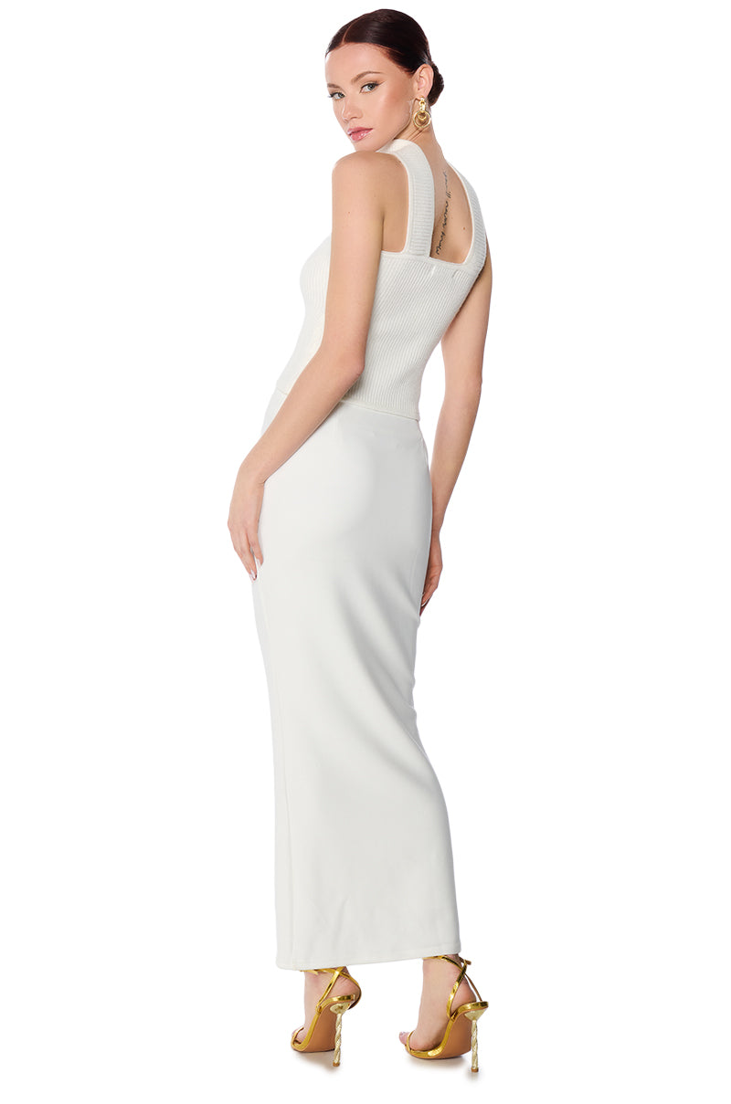 Detail View Dolled Up Knit Halter Top In White