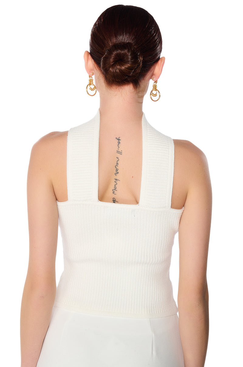 Extra View Dolled Up Knit Halter Top In White