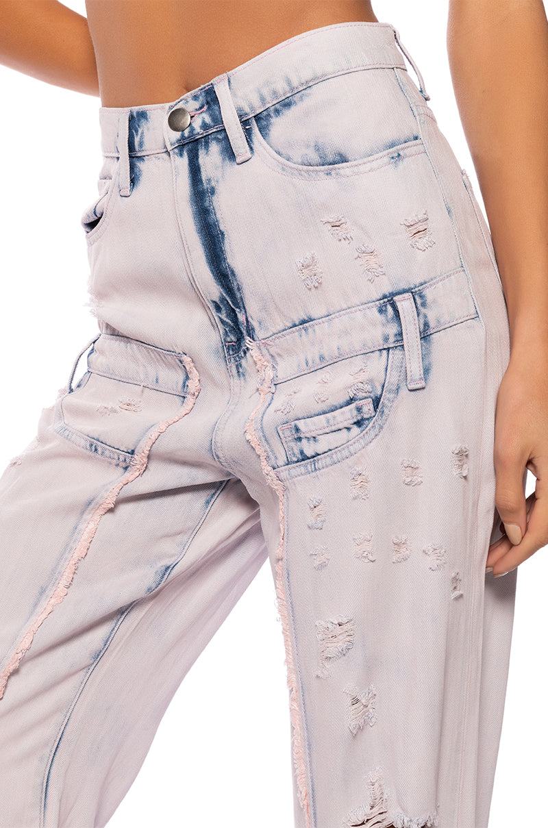 Extra View Dolly Pink Acid Wash Relaxed Fit Jeans 6