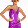 Front View Dom Queen Vinyl Corset Mini Dress