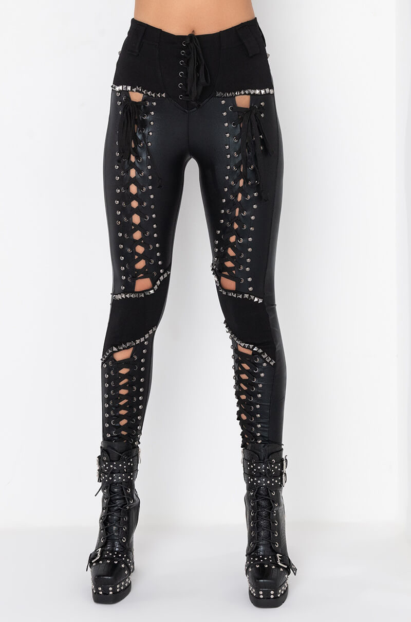 Front View Dont At Me Lace Up Pant