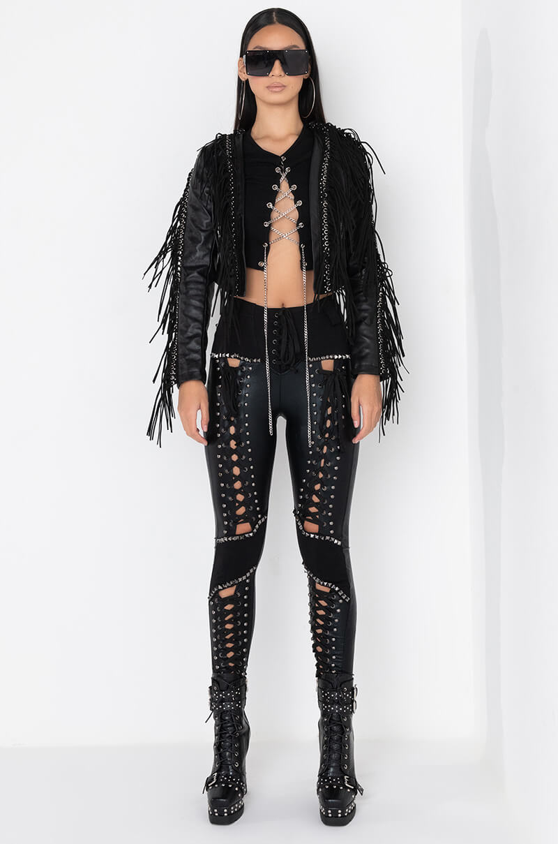 Full View Dont At Me Lace Up Pant