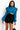 Front View Dont Break Long Sleeve Satin Crop Top in Blue