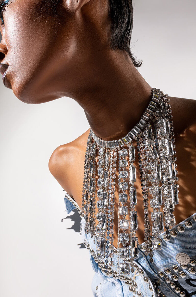 DONT FUCK WIT ME RHINESTONE CHAIN CHOKER view 0
