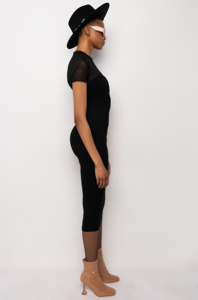 Back View Dont Mesh With Me Ribbed Knit Midi Dress