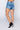 Back View Dont Stop Me High Waisted Rhinestone Stripe Jean Shorts in Medium