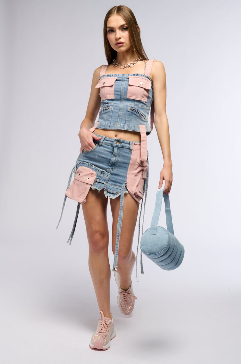 Extra View Dont Stop Me Now Denim Corset Top