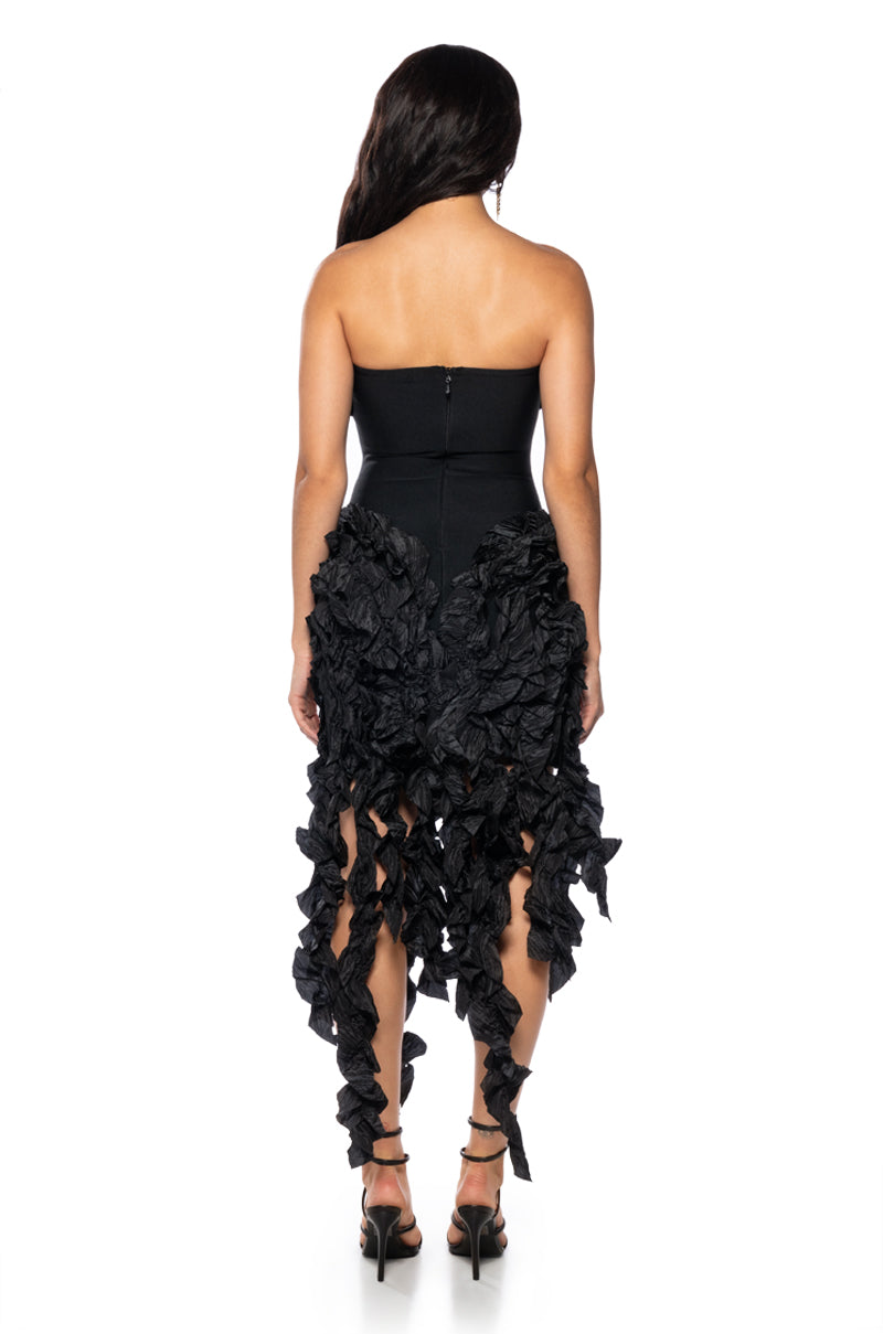 Detail View Dont Stop The Party Strapless Ruffle Fringe Mini Dress
